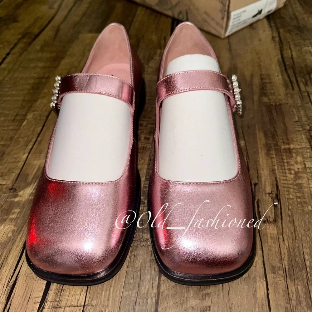 FREE PEOPLE Leather Diamanté Mary Janes